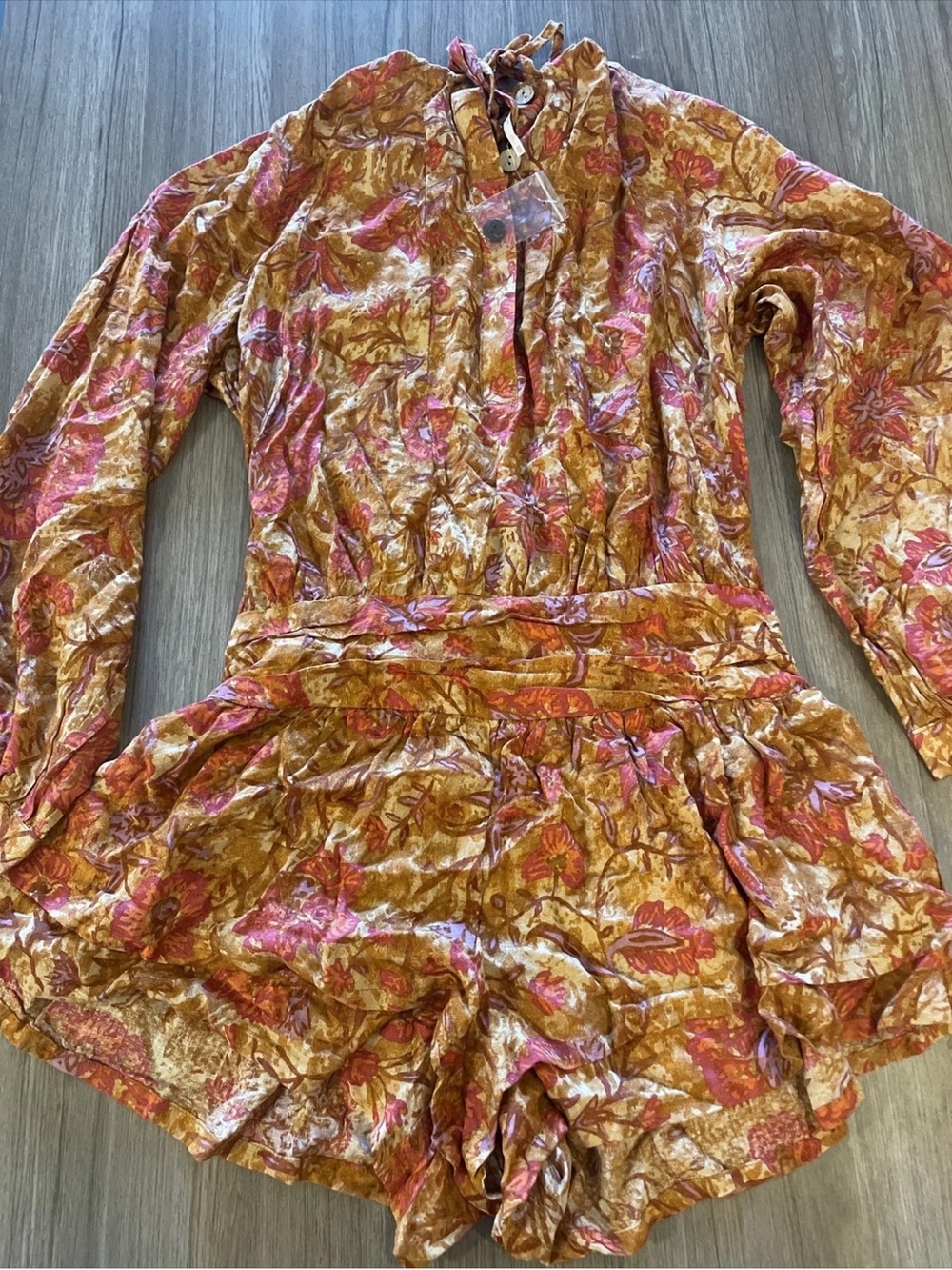 Free People Dance Til Dawn Romper Ruffled Tie Up Romper - Picture 3 of 7